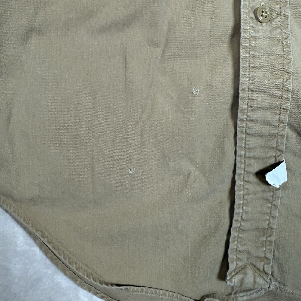 VTG Polo Ralph Lauren Safari Military Distressed Shirt Men Size M Beige USA Made - Picture 5 of 10